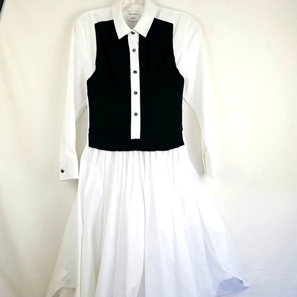 Pink Tartan White Cotton Colorblock Long Sleeve Shirt Dress Size 6 - Picture 2 of 10